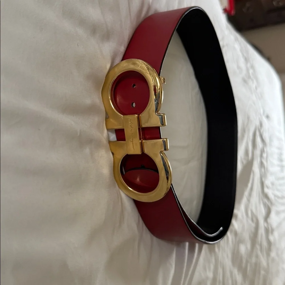 Salvatore Ferragamo Black and Gold Belt
